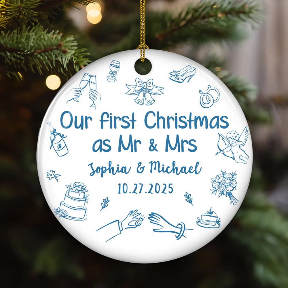 Something Blue - Personalized Custom Ceramic Ornament - Image 5