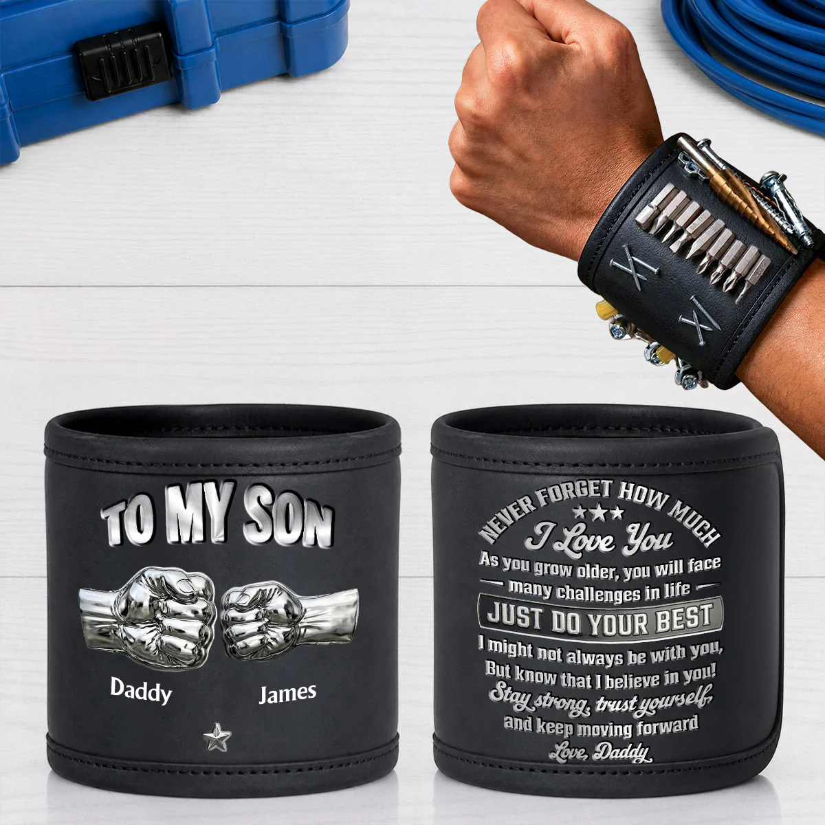 Son I Believe In You - Personalized Custom Magnetic Tool Wristband - Image 2