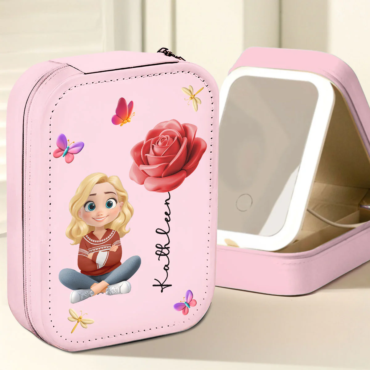 Soul Of A Flower - Personalized Custom Jewelry Box With LED Mirror