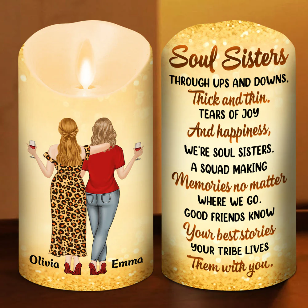 Soul Sisters - Personalized Custom LED Candle - Image 4