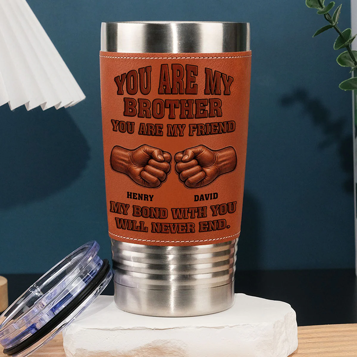 Soulmate Best Friend - Personalized Custom Leather Tumbler