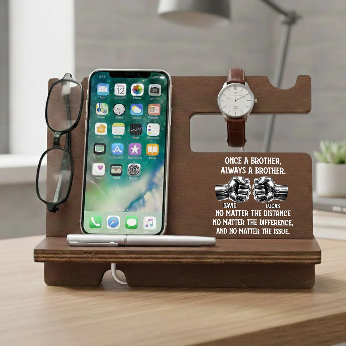 Soulmate Best Friend - Personalized Custom Wood Phone Docking Station