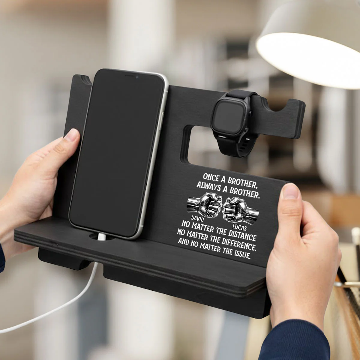 Soulmate Best Friend - Personalized Custom Wood Phone Docking Station - Image 2