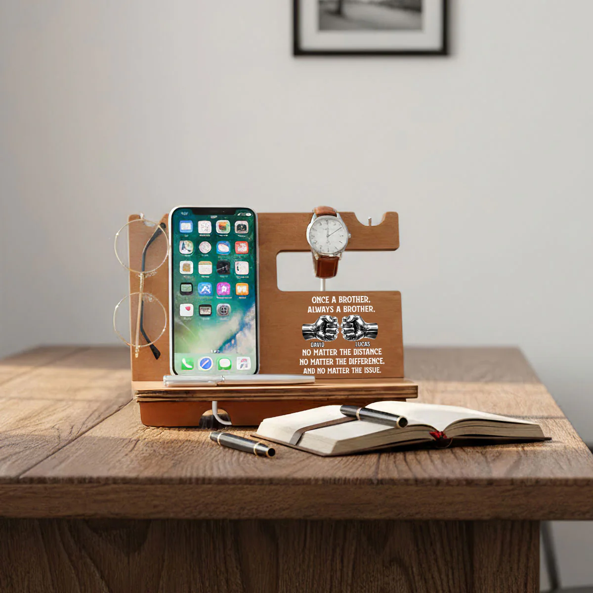 Soulmate Best Friend - Personalized Custom Wood Phone Docking Station - Image 3