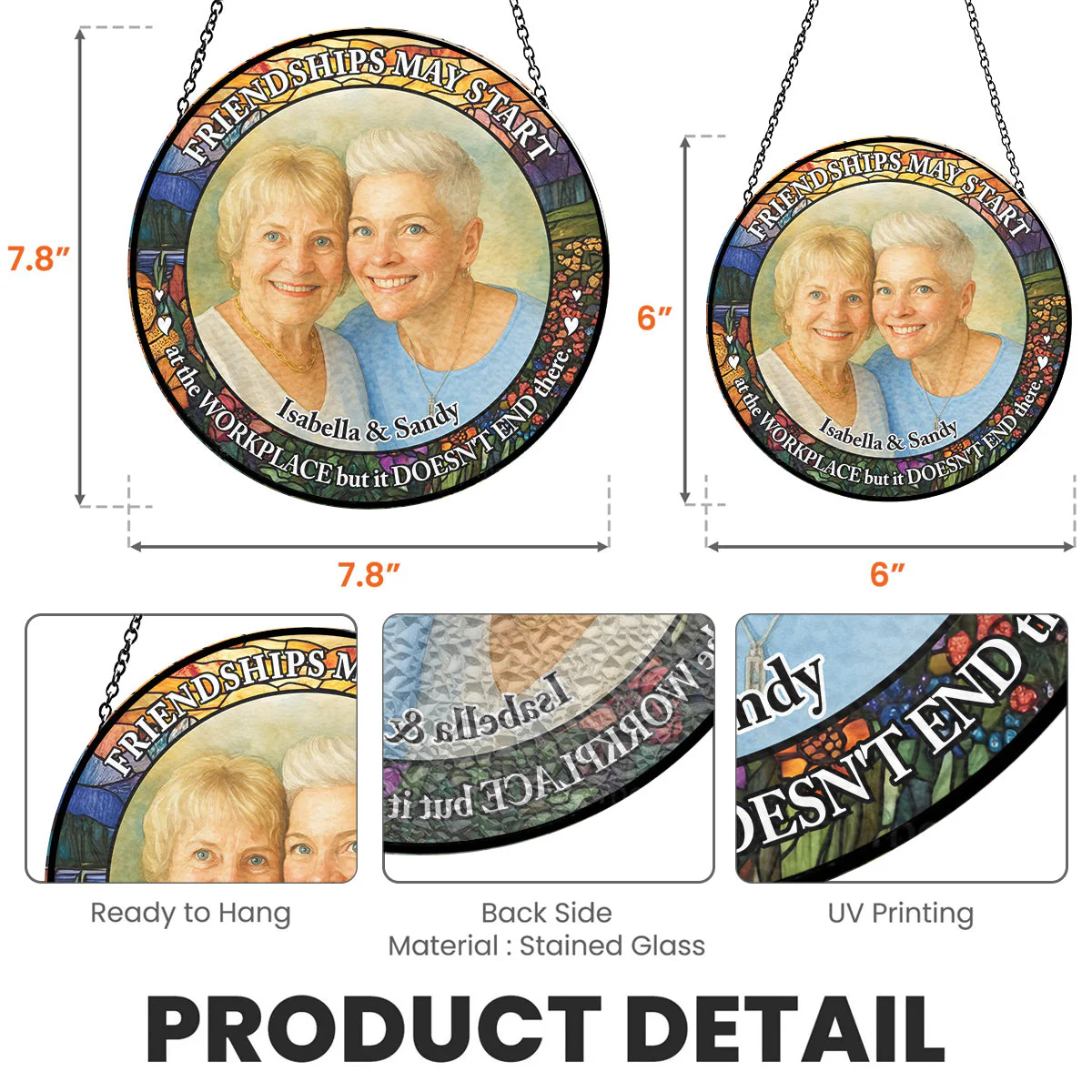 Soulmate Besties - Personalized Custom Window Hanging Suncatcher - Image 6
