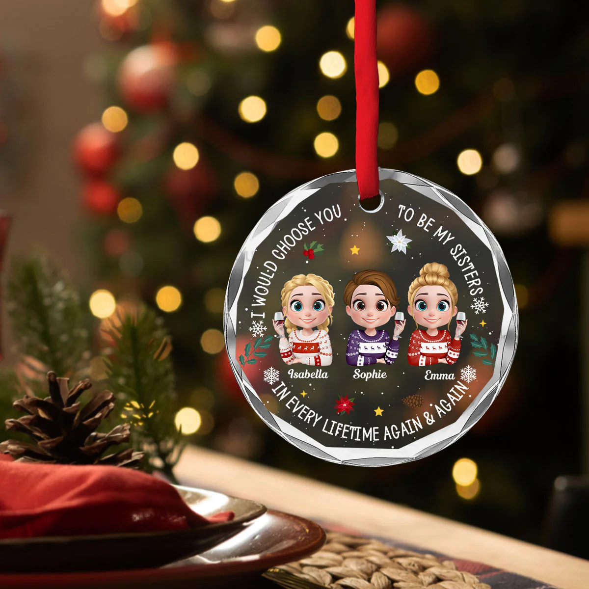 Soulmate In Disguise - Personalized Custom Glass Ornament - Image 2