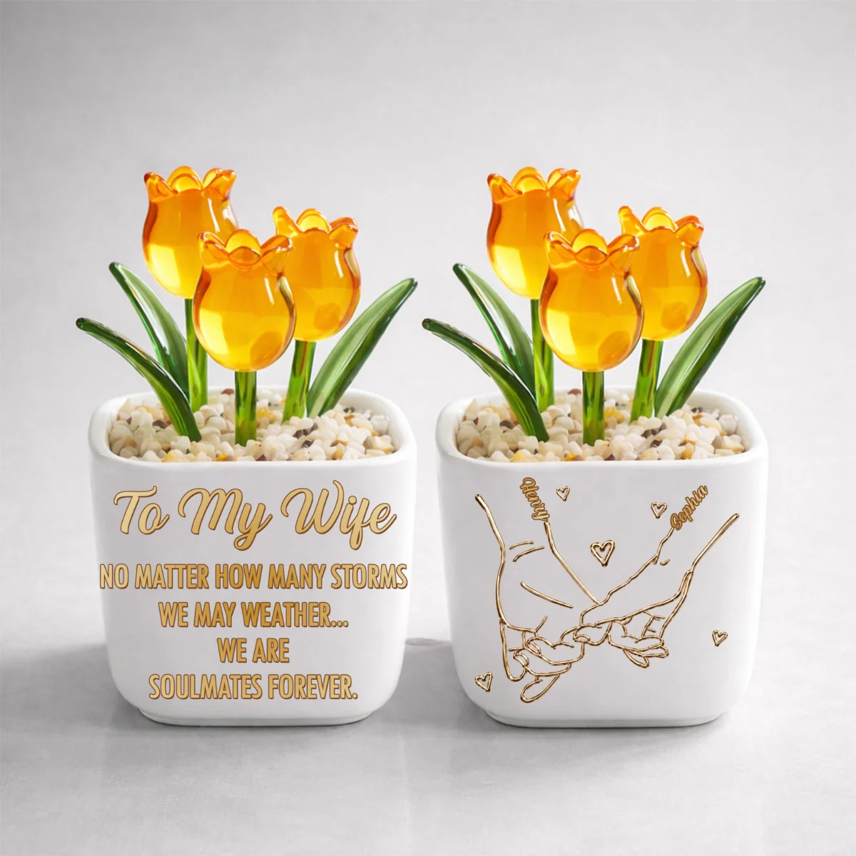 Soulmates Forever - Personalized Custom Glass Everlasting Tulips - Image 10