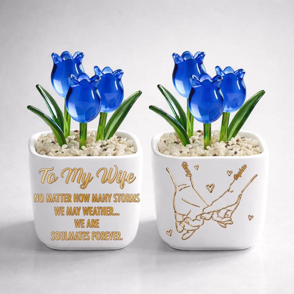 Soulmates Forever - Personalized Custom Glass Everlasting Tulips - Image 7
