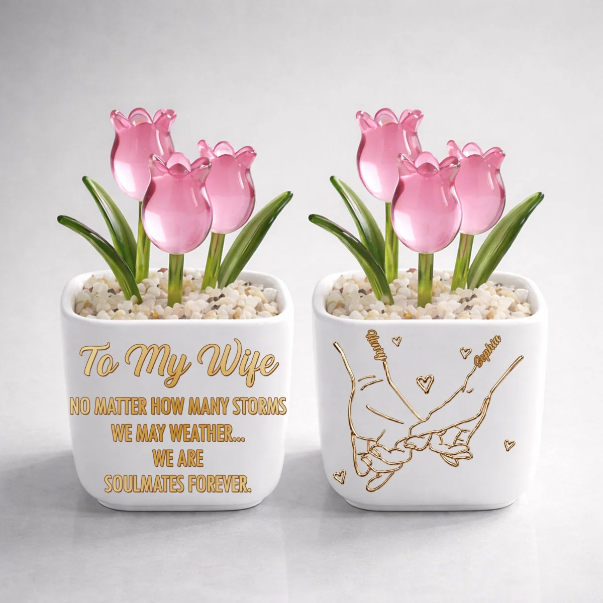 Soulmates Forever - Personalized Custom Glass Everlasting Tulips - Image 8