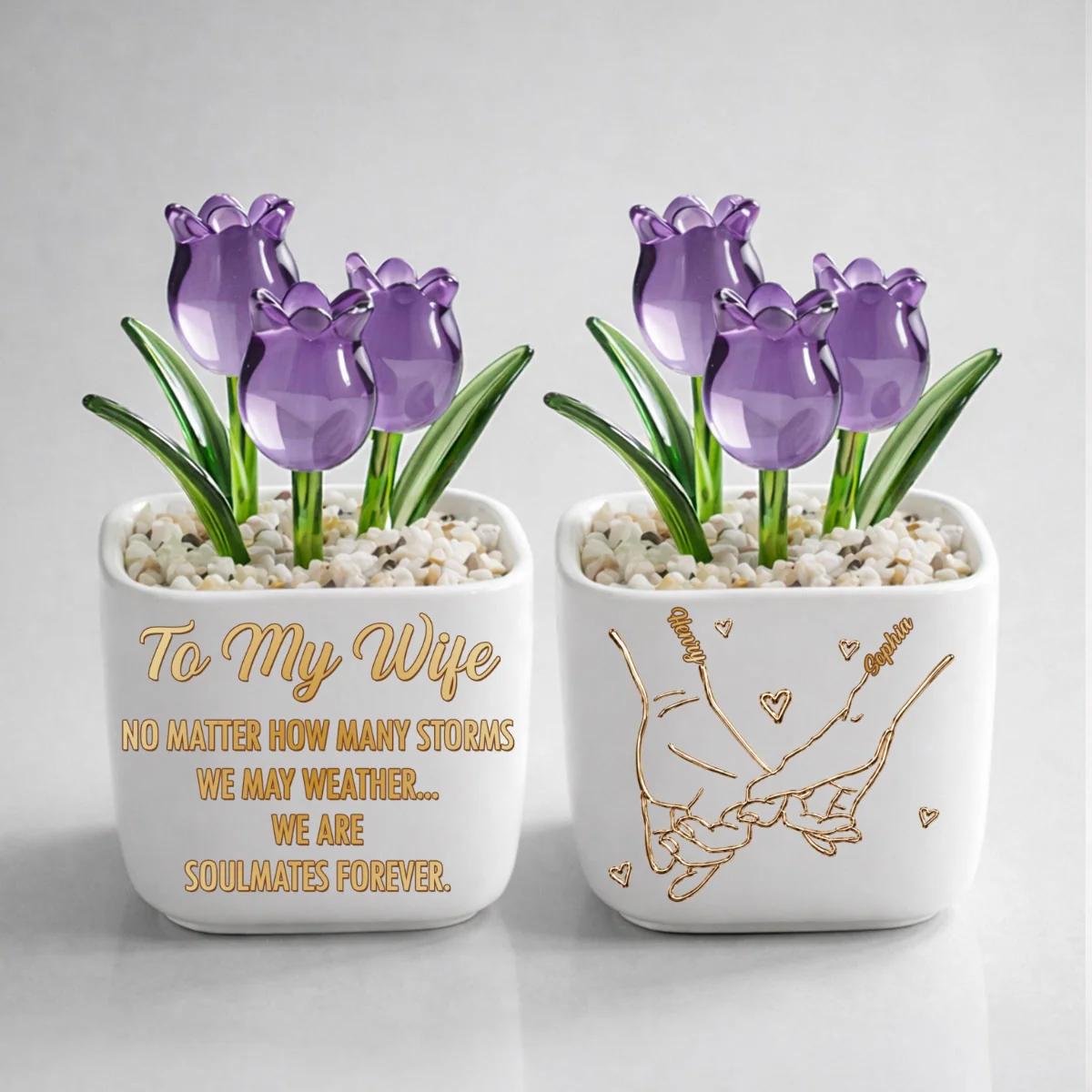 Soulmates Forever - Personalized Custom Glass Everlasting Tulips - Image 9