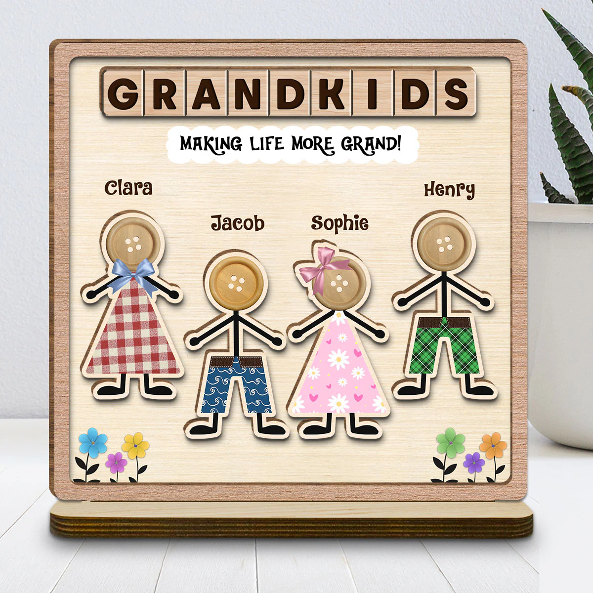 Special Moments - Personalized Custom 2-Layer Wood Plaque With Flat Base - Image 2