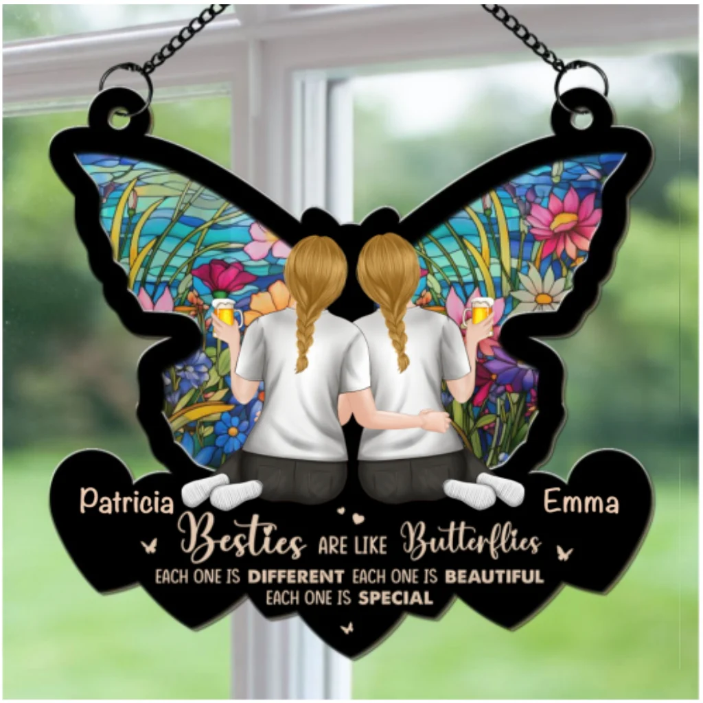 Special Sisters Like Butterflies - Personalized Custom Suncatcher - Image 5