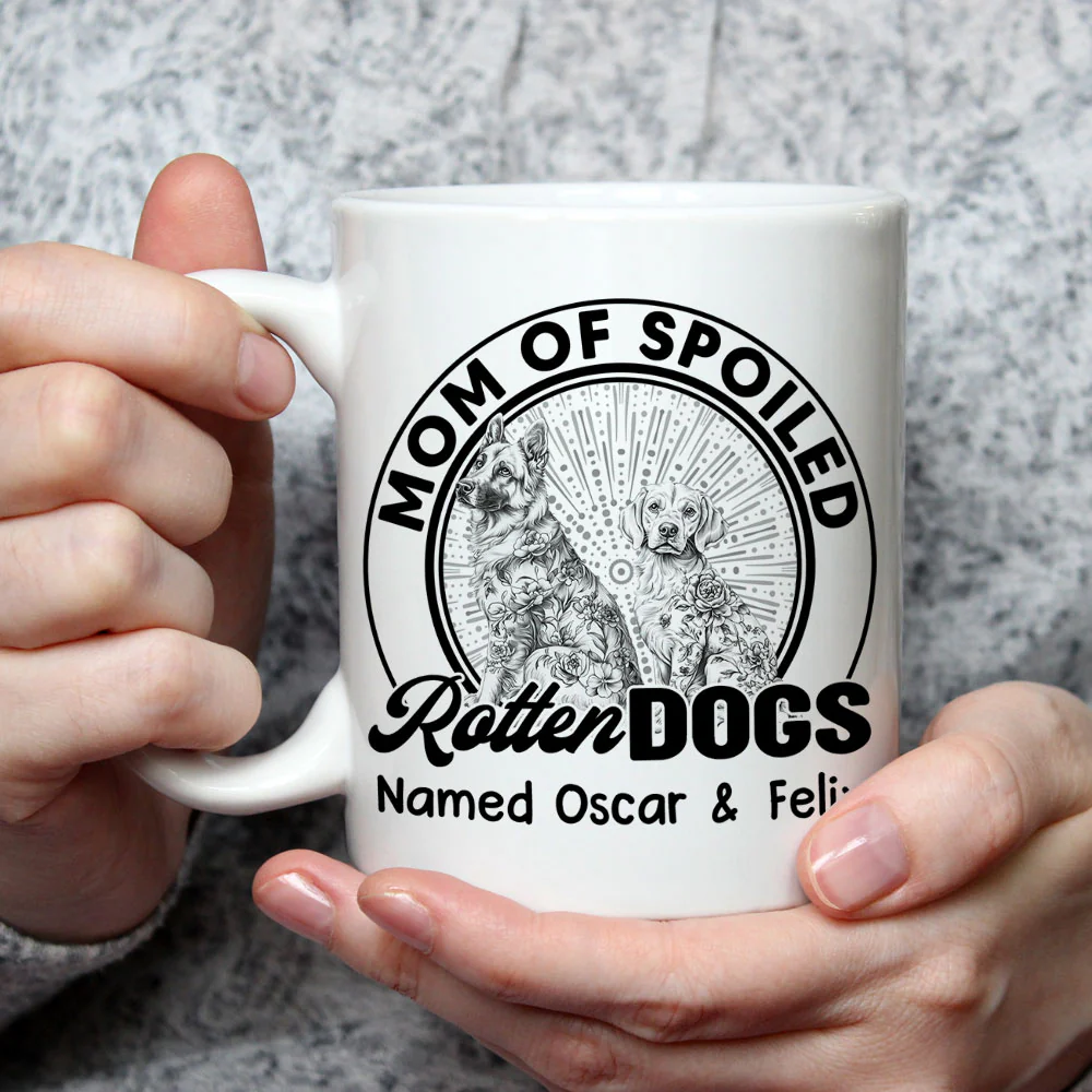 Spoiled Rotten Dog With Blue  - Personalized Custom Coffee Mug - Image 2