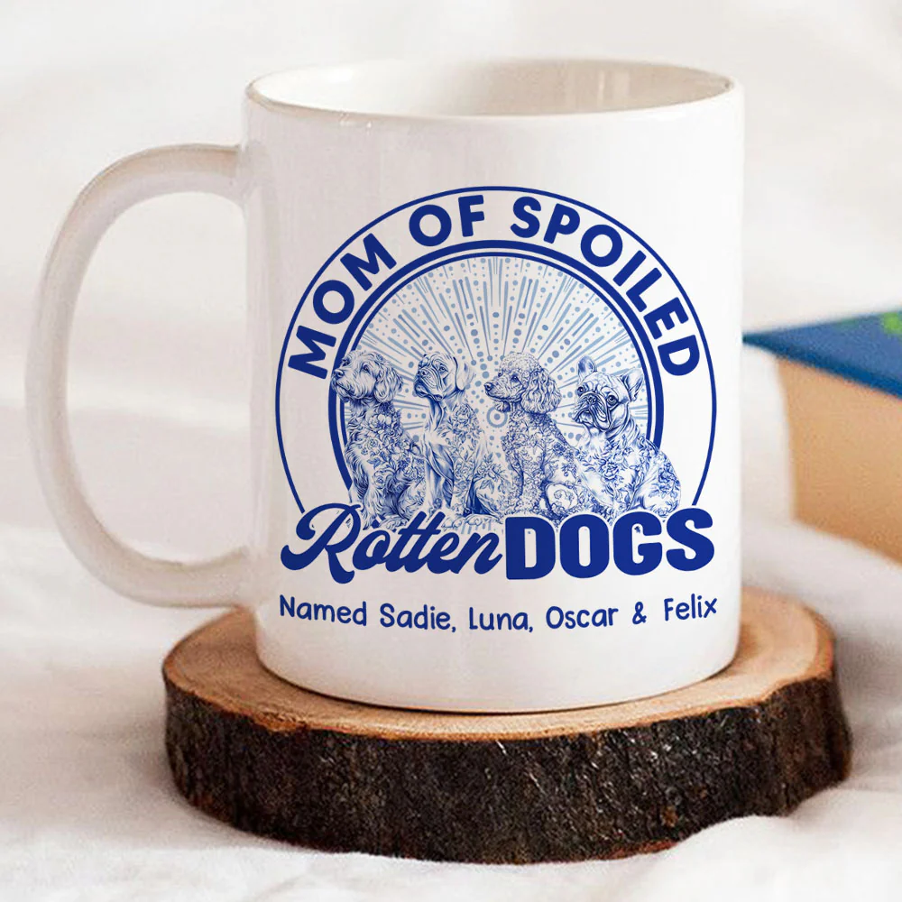 Spoiled Rotten Dog With Blue  - Personalized Custom Coffee Mug - Image 4