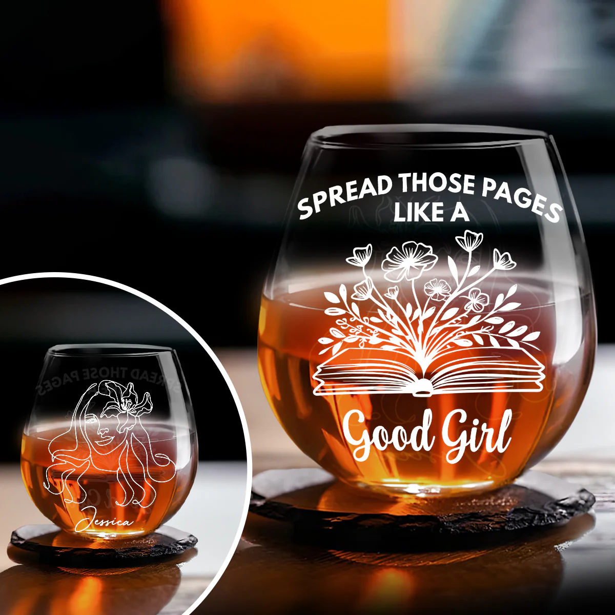 Spread Those Pages Like a Good Girl - Personalized Custom Wine Glass - Image 4