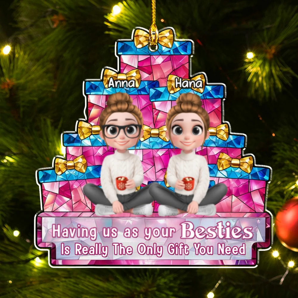 Stacked Presents Best Friends - Personalized Custom Acrylic Ornament - Image 7