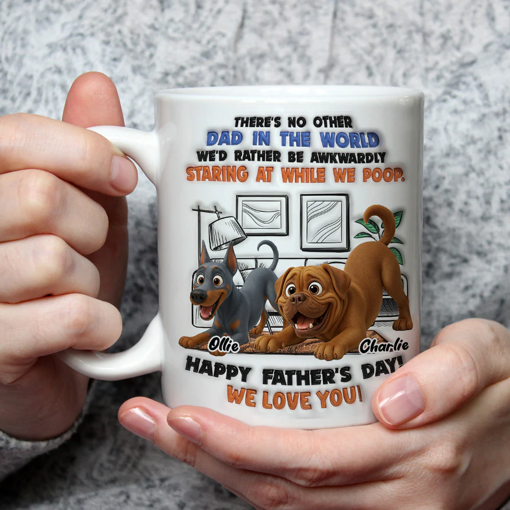 Staring At While I Poop Funny Dog - Personalized Custom 3D Inflated Effect Coffee Mug - Image 3