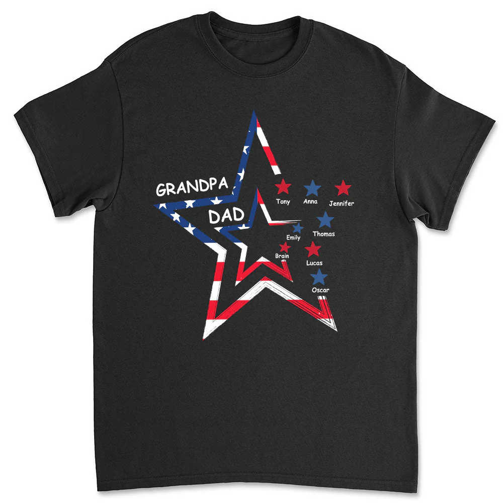Stars & Stripes And Dad Grandpa Title - Personalized Custom Shirt