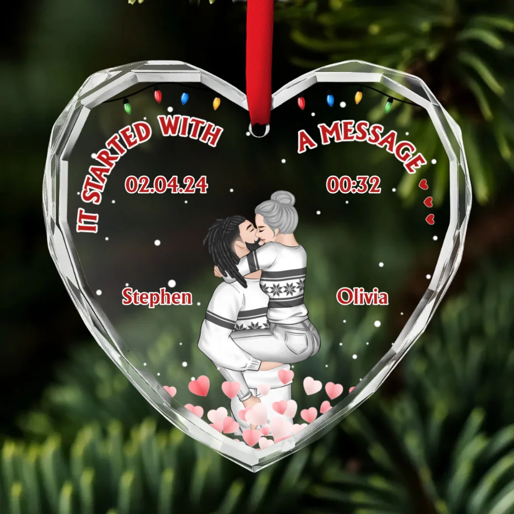 Started With A Message - Personalized Custom Glass Ornament - Image 6