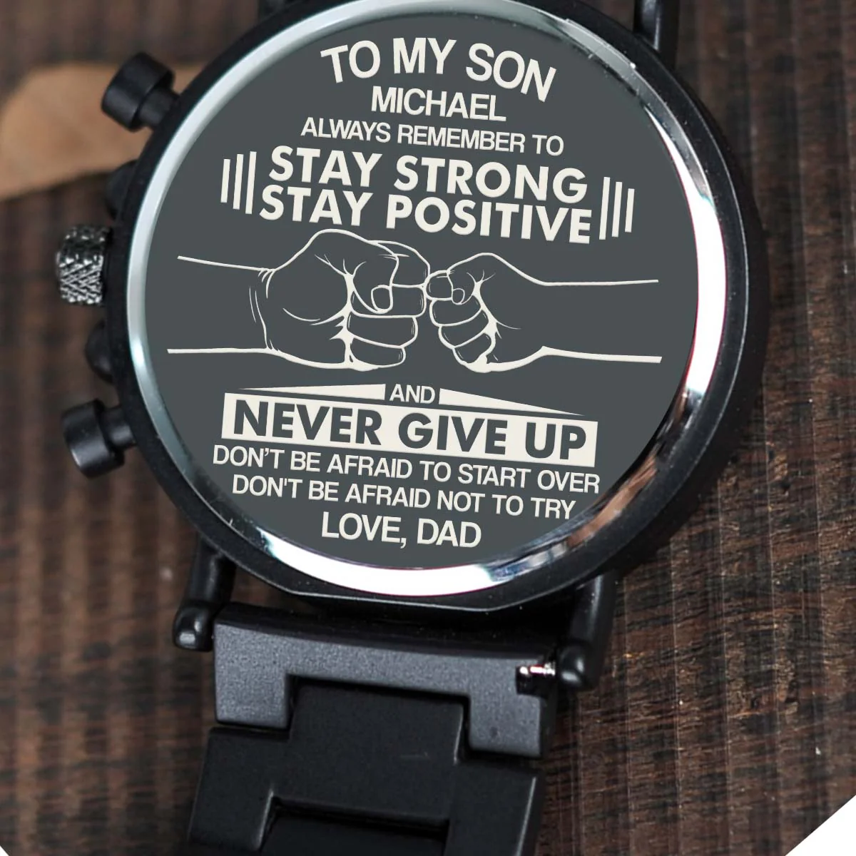 Stay Strong Stay Positive - Personalized Engraved Wooden Watches GQ026 - Image 2