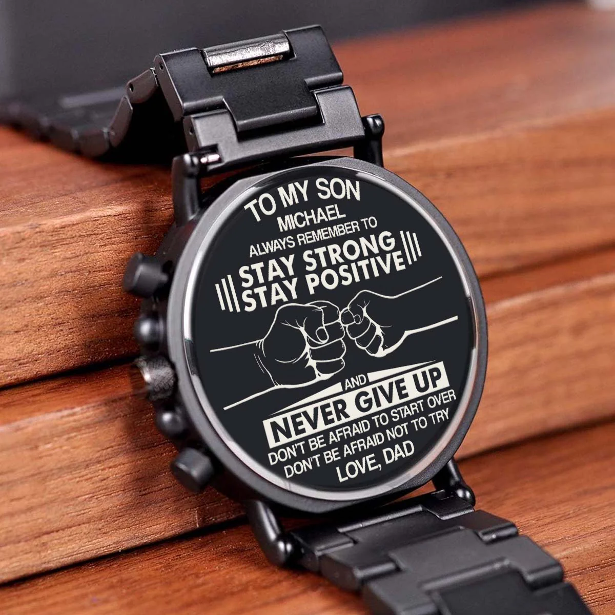 Stay Strong Stay Positive - Personalized Engraved Wooden Watches GQ026 - Image 3
