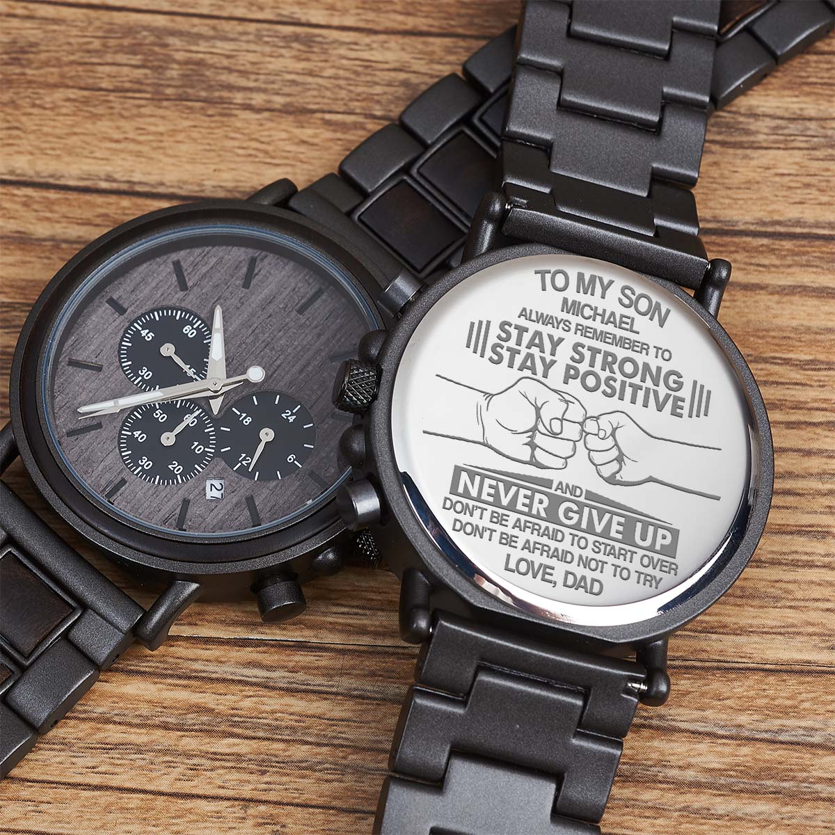 Stay Strong Stay Positive - Personalized Engraved Wooden Watches GQ026 - Image 4