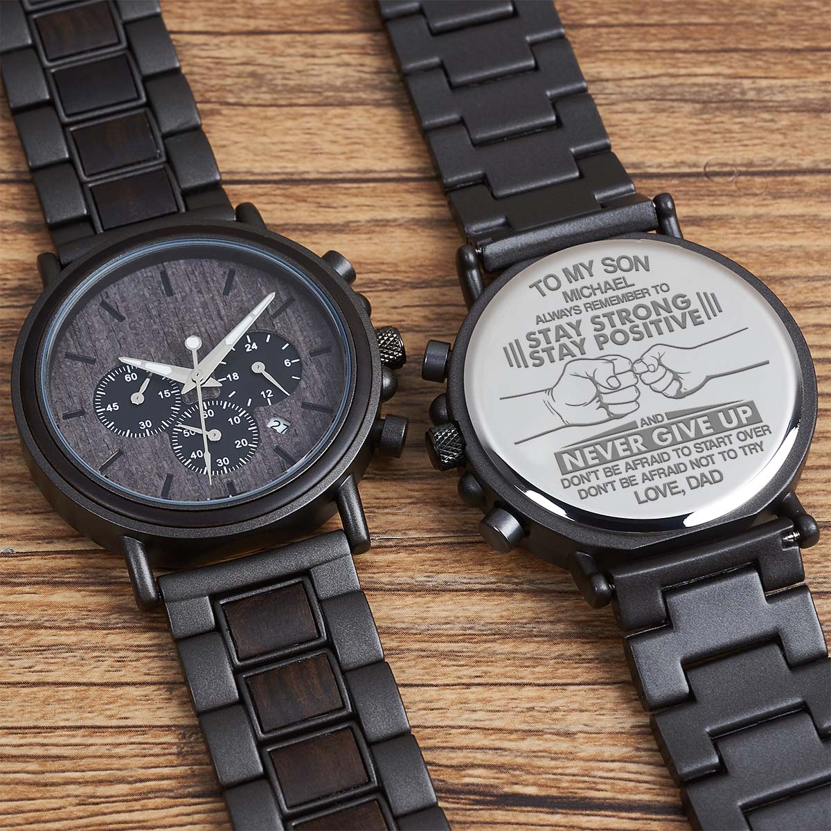 Stay Strong Stay Positive - Personalized Engraved Wooden Watches GQ026 - Image 5
