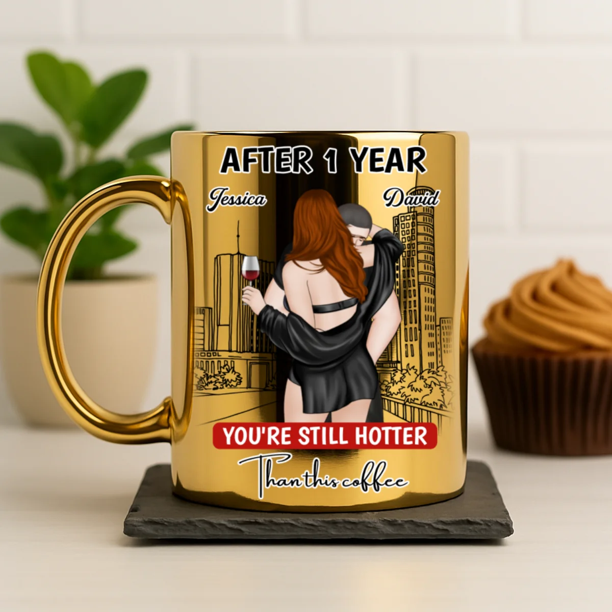 Still Hotter Than Coffee - Personalized Custom Metallic Mug - Image 5