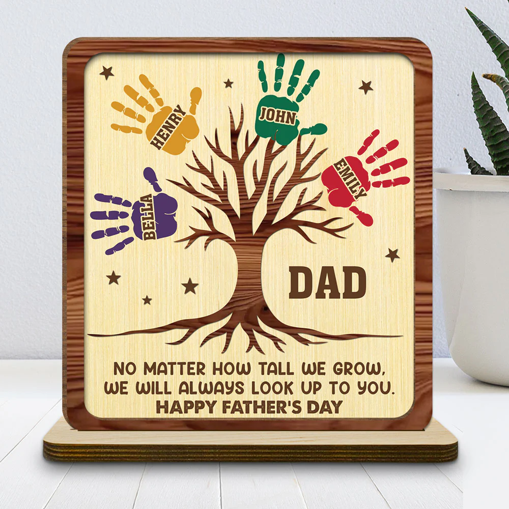 Still Looking Up To You- Personalized Custom 2-Layer Wood Plaque With Flat Base - Image 2