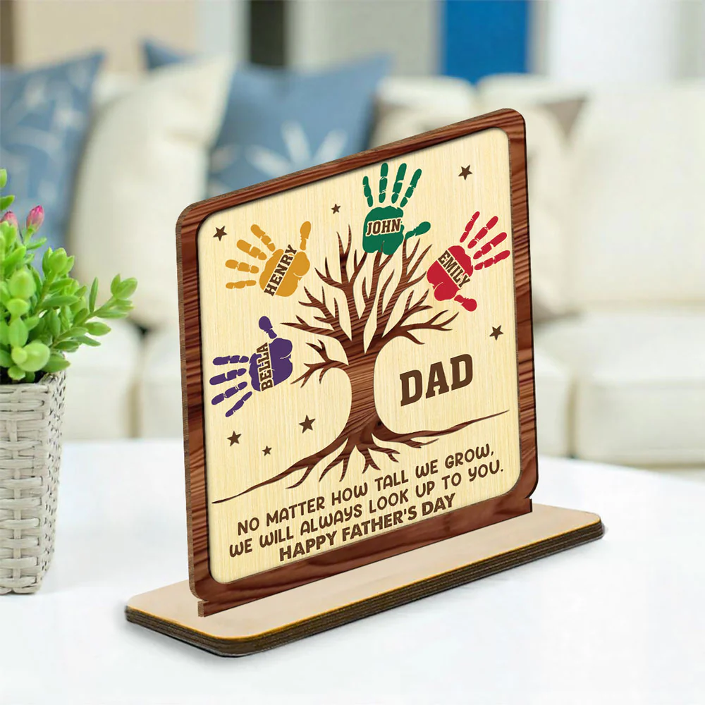 Still Looking Up To You- Personalized Custom 2-Layer Wood Plaque With Flat Base - Image 3