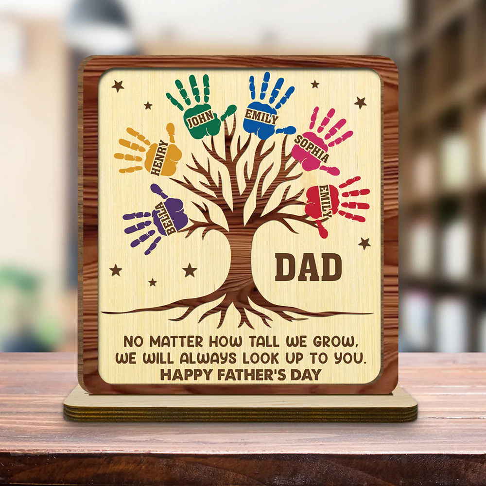 Still Looking Up To You- Personalized Custom 2-Layer Wood Plaque With Flat Base - Image 4