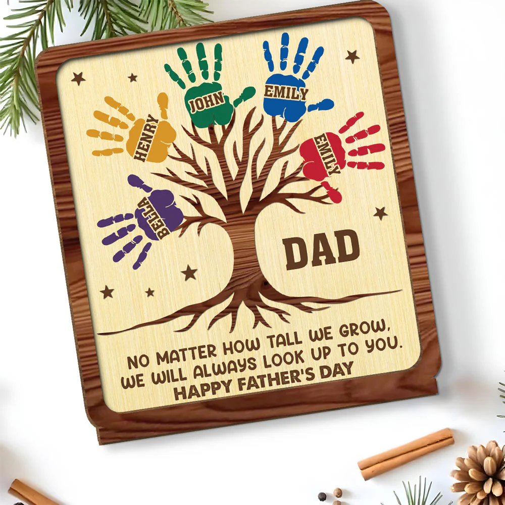 Still Looking Up To You- Personalized Custom 2-Layer Wood Plaque With Flat Base - Image 5
