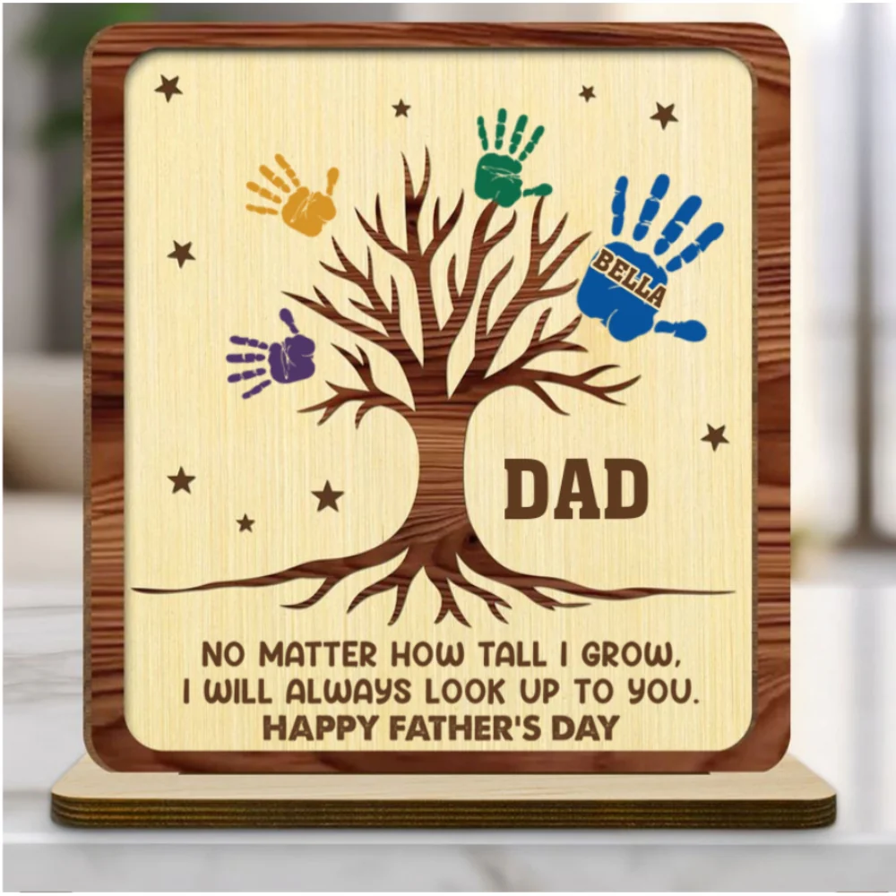 Still Looking Up To You- Personalized Custom 2-Layer Wood Plaque With Flat Base - Image 7