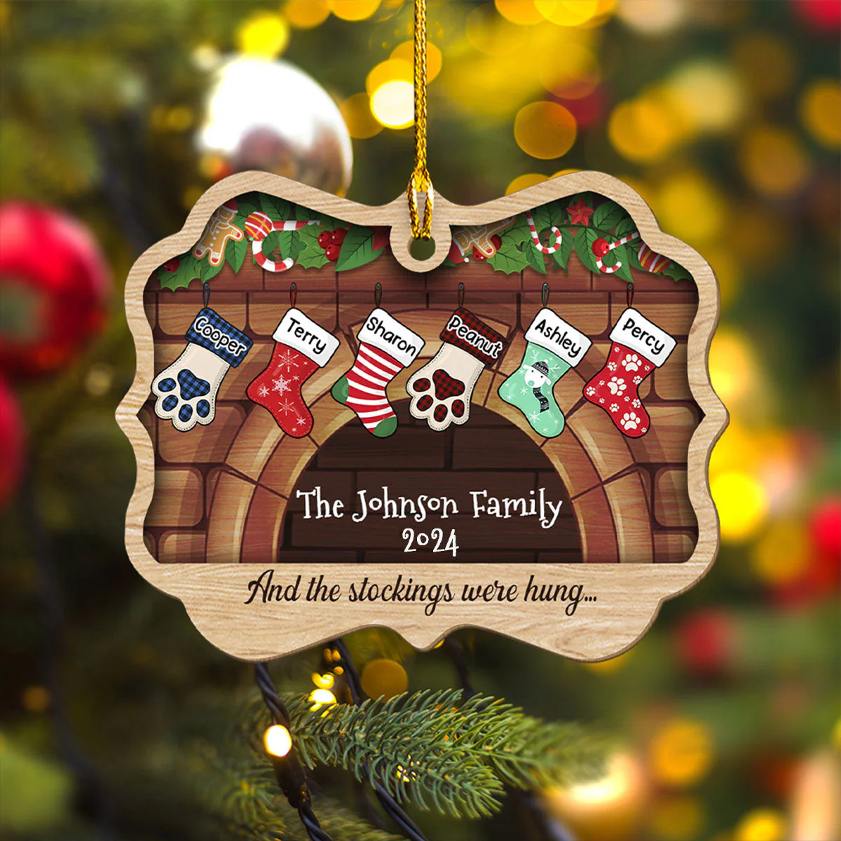 Stockings Were Hung - Personalized Custom 1-layered Wood Ornament - Image 2
