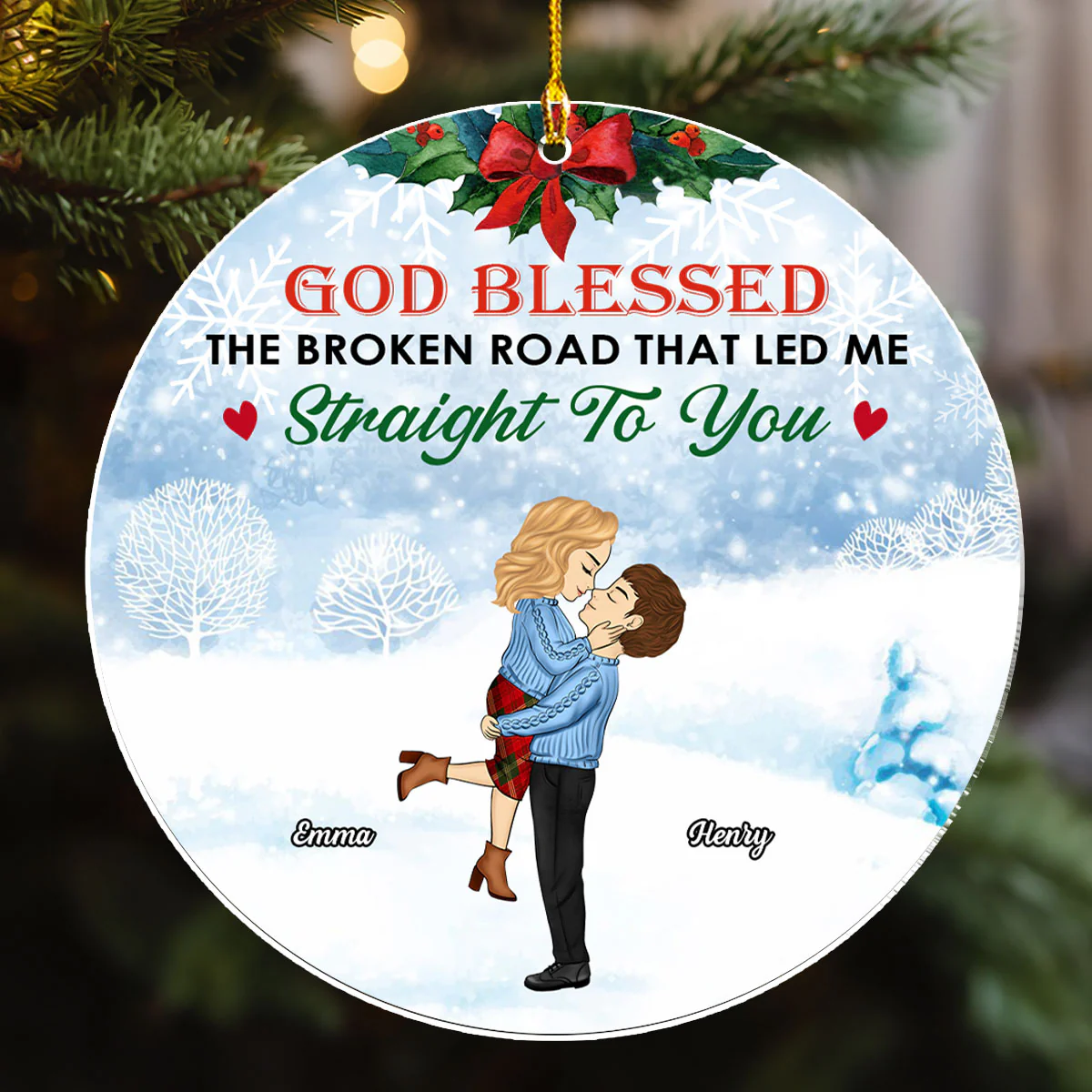 Straight To You Christmas - Personalized Custom Acrylic Ornament - Image 2