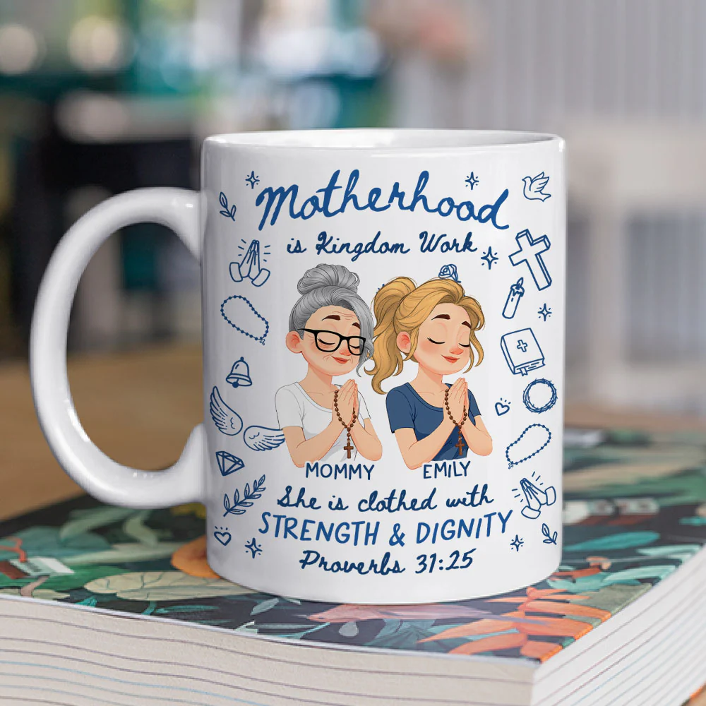 Strength And Dignity Define Her - Personalized Custom Coffee Mug - Image 2