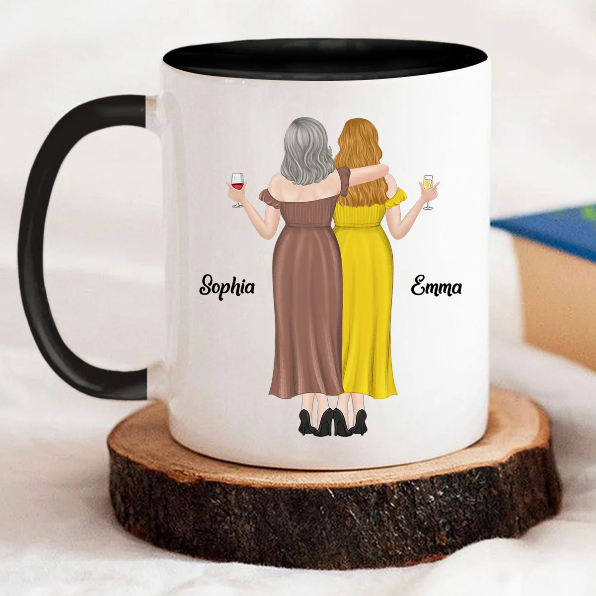 Strong Coffee, Stronger Daughters - Personalized Custom Accent Mug - Image 3