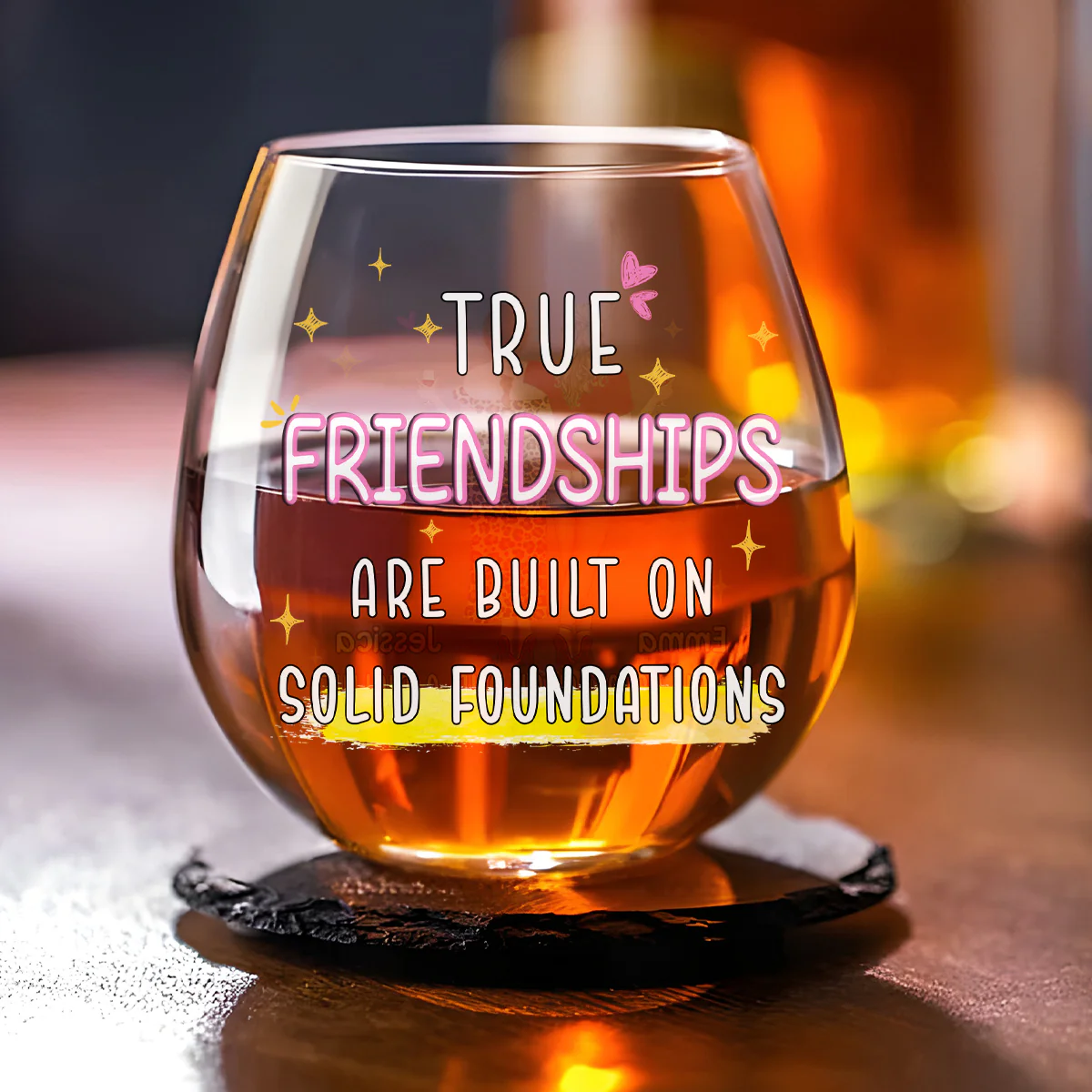 Strong Friendships Are Rooted In Trust And Fun - Personalized Custom Wine Glass - Image 5
