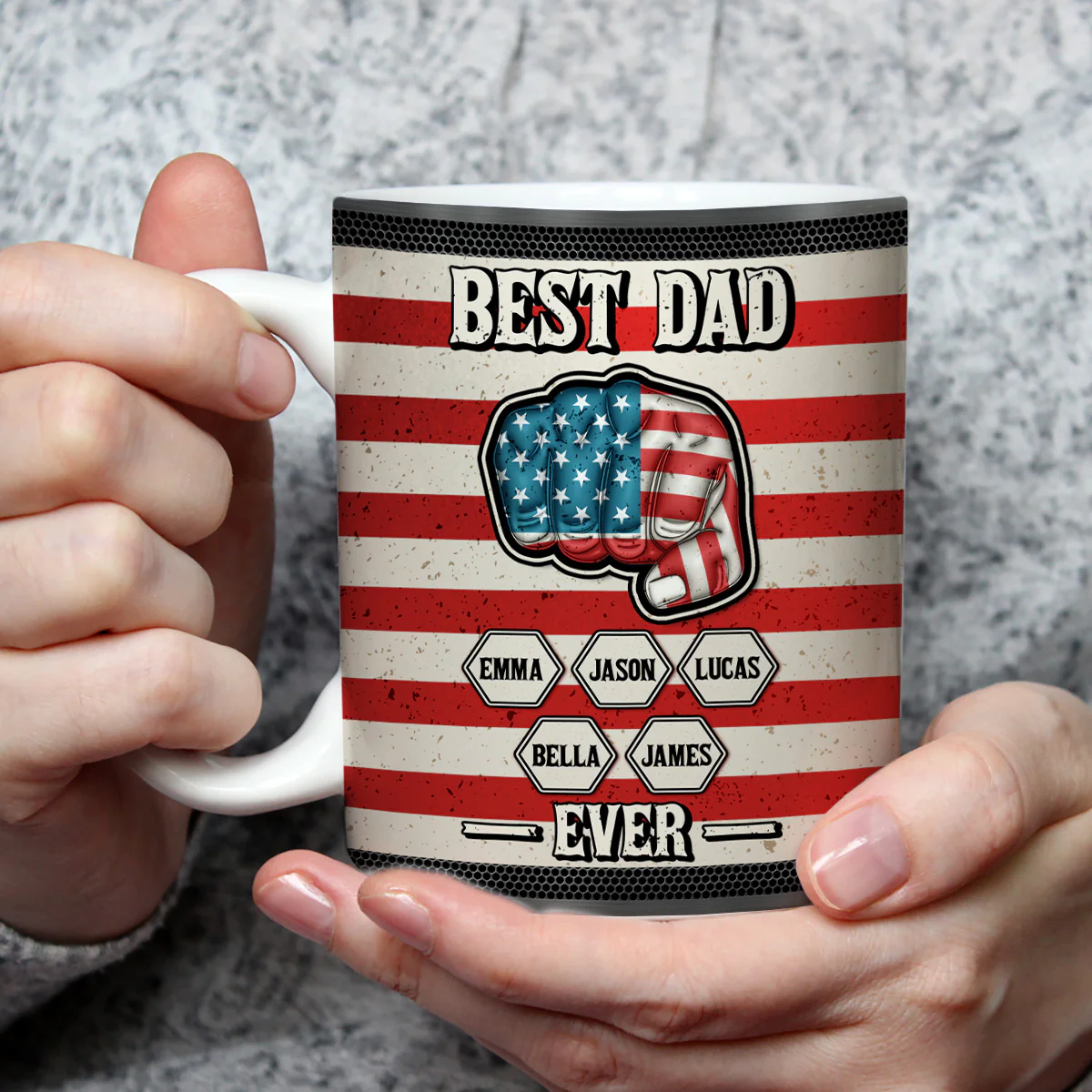 Strongest Dad - Personalized Custom 3D Inflated Effect Mug - Image 3