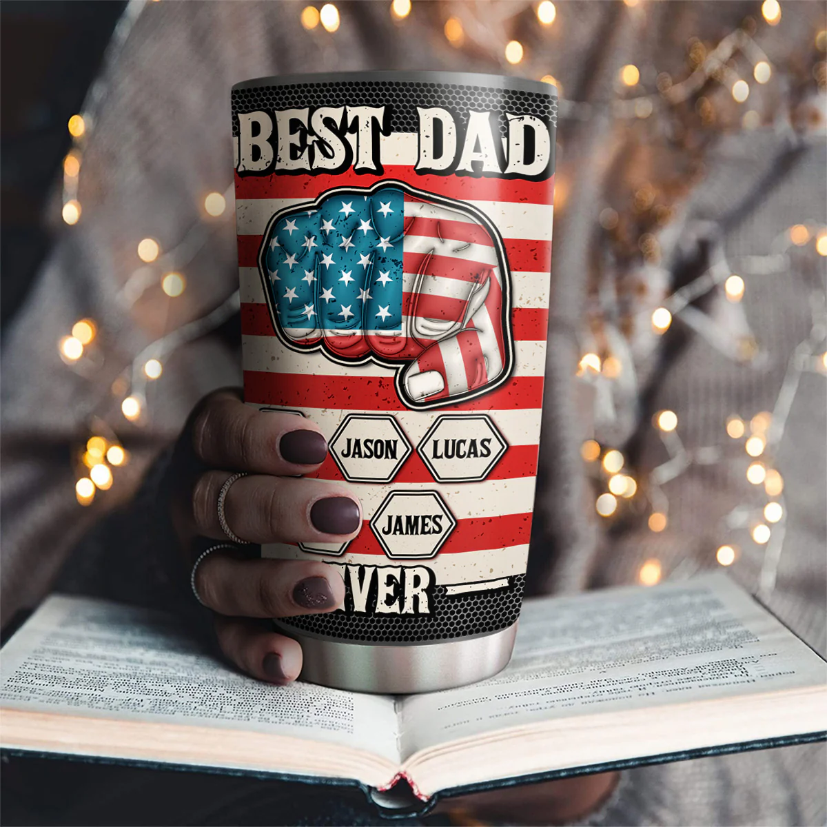 Strongest Dad - Personalized Custom 3D Inflated Effect Tumbler - Image 2