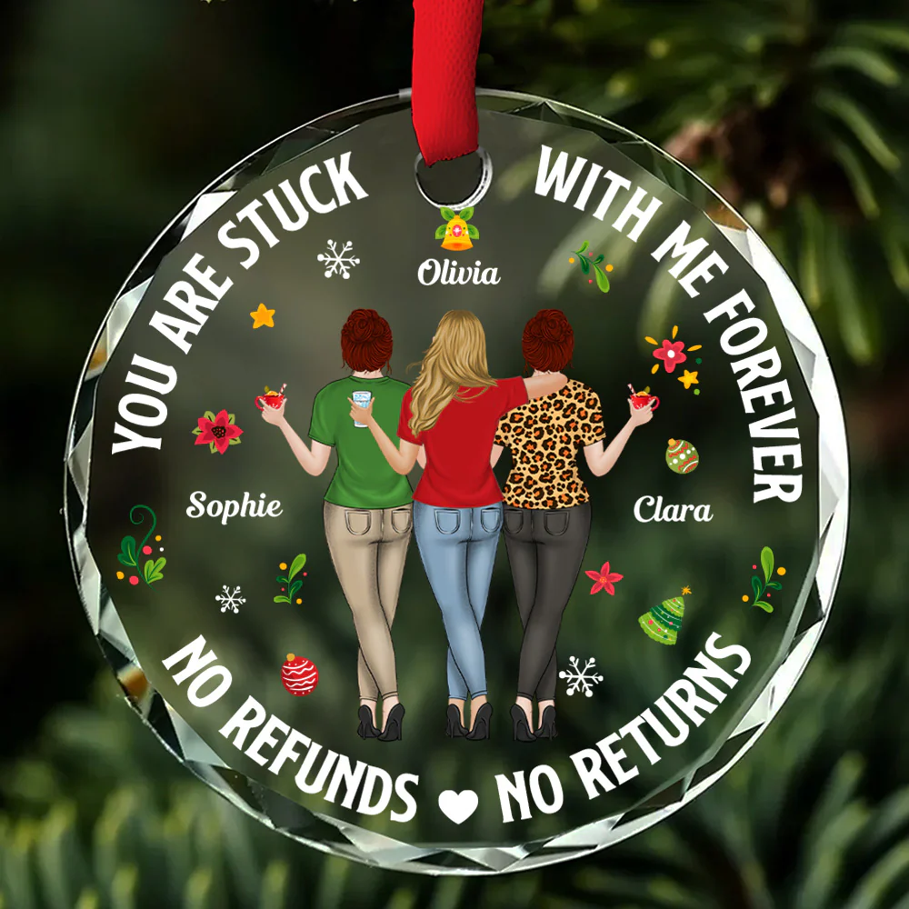 Stuck With Me - Personalized Custom Glass Ornament