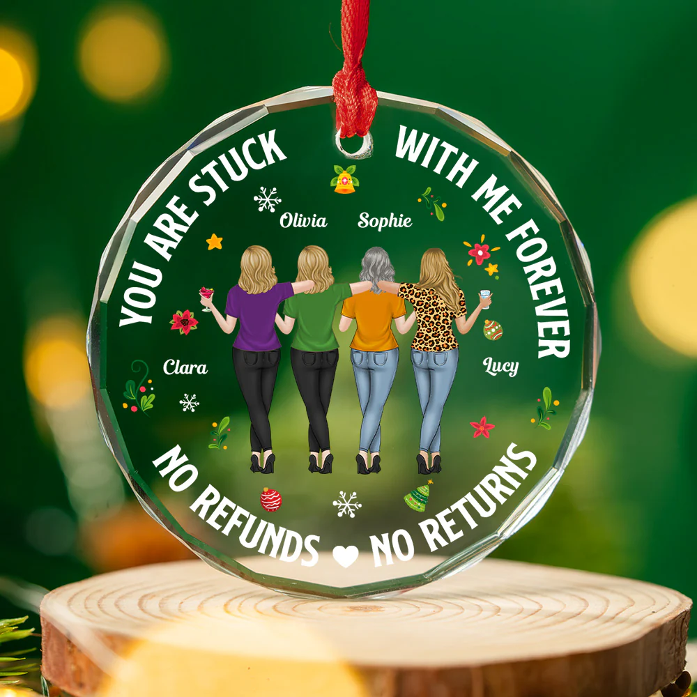 Stuck With Me - Personalized Custom Glass Ornament - Image 3