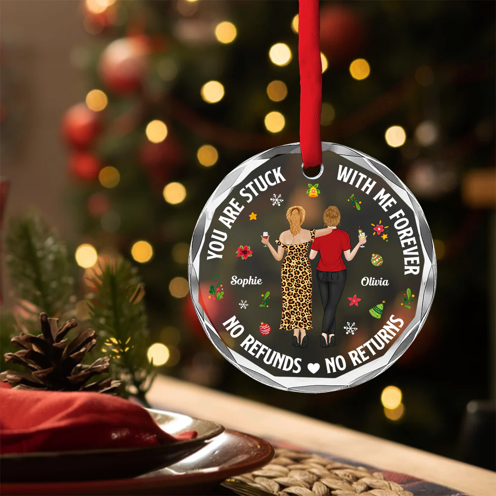 Stuck With Me - Personalized Custom Glass Ornament - Image 4