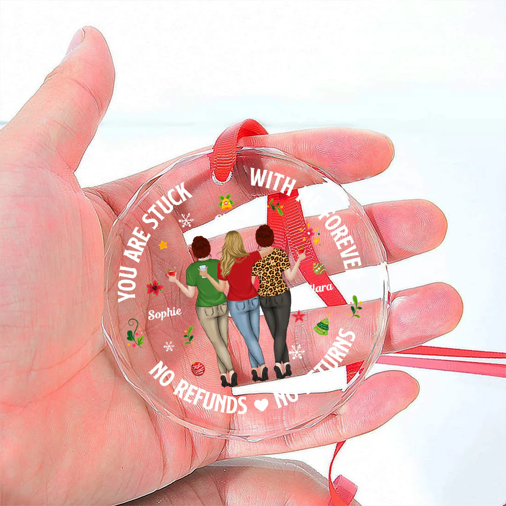 Stuck With Me - Personalized Custom Glass Ornament - Image 5