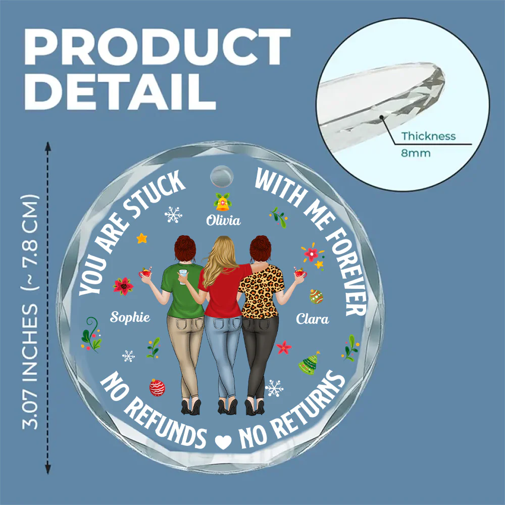 Stuck With Me - Personalized Custom Glass Ornament - Image 6