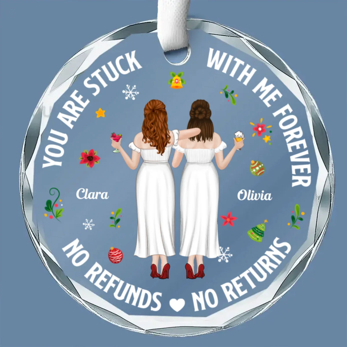 Stuck With Me - Personalized Custom Glass Ornament - Image 7