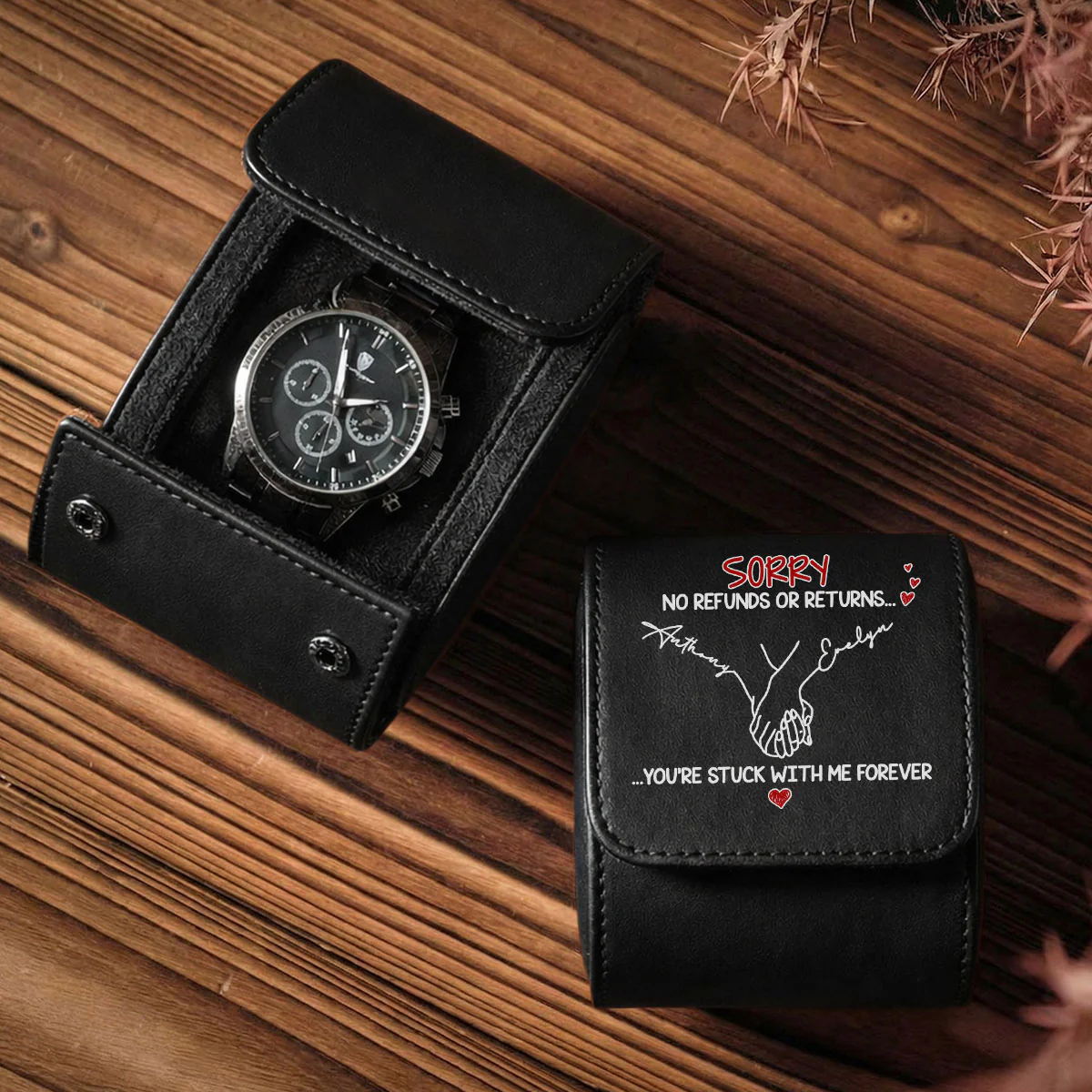 Stuck With Me - Personalized Custom Leather Watch Case - Image 2