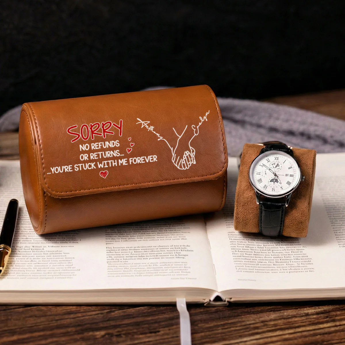 Stuck With Me - Personalized Custom Leather Watch Case - Image 3