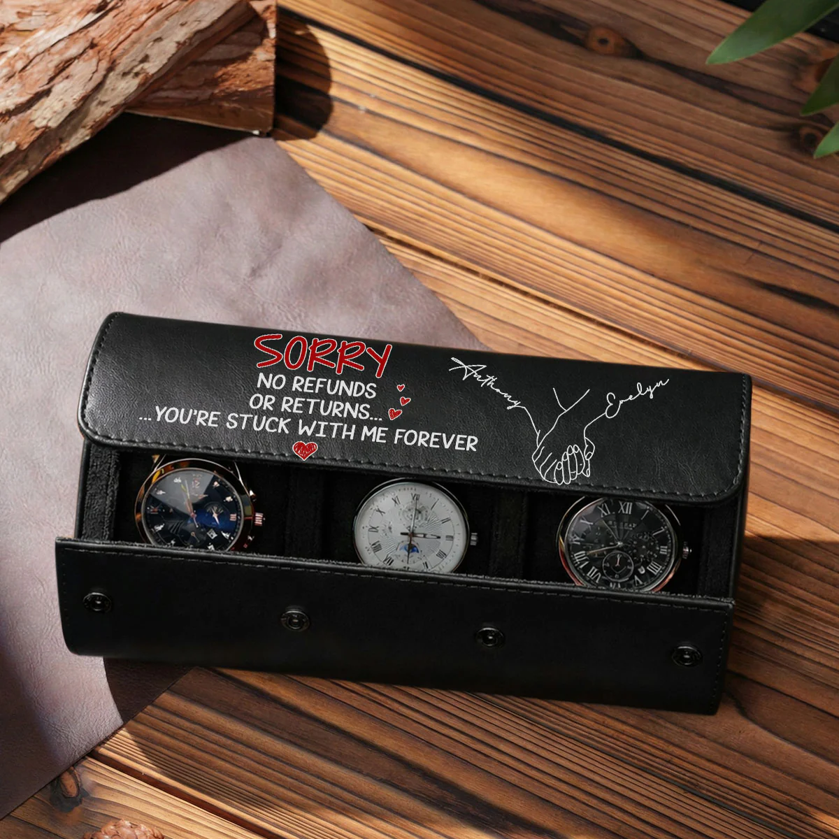 Stuck With Me - Personalized Custom Leather Watch Case - Image 4