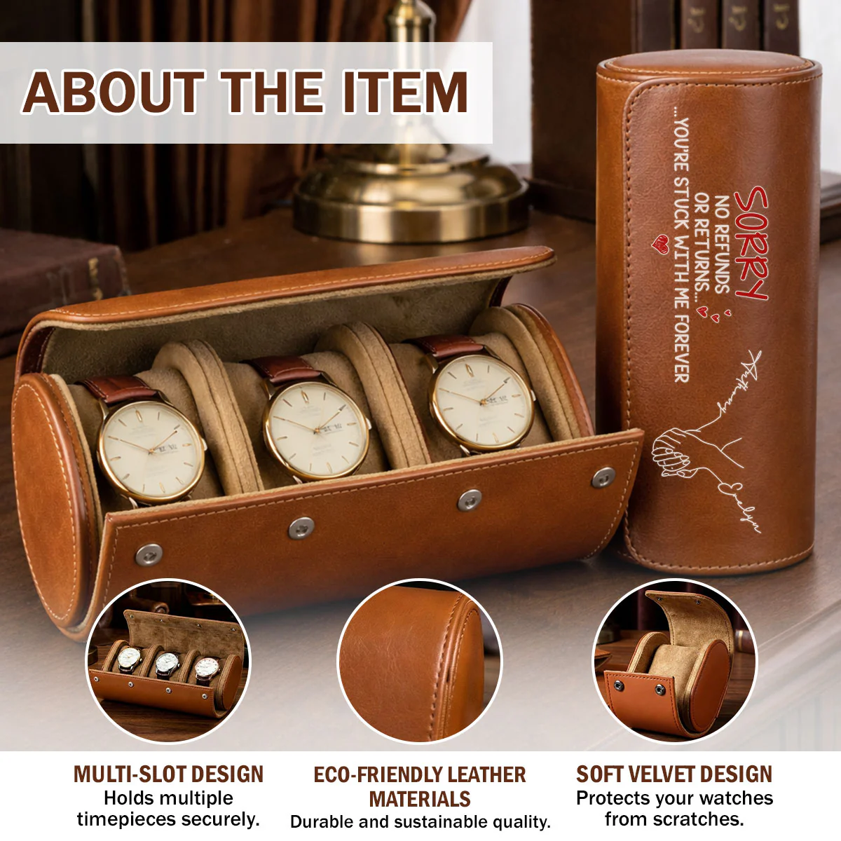 Stuck With Me - Personalized Custom Leather Watch Case - Image 6